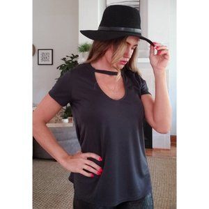 Lulu's Black Cutout T-shirt